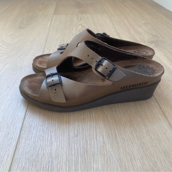 Mephisto Elka Brown Leather Wedge Sandal - Picture 4 of 7